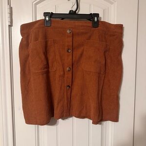Rust Corduroy Button-Front Skirt